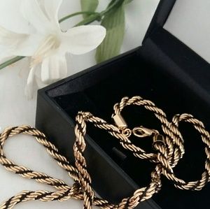 Gold-tone and Black Twisted Rope Necklace